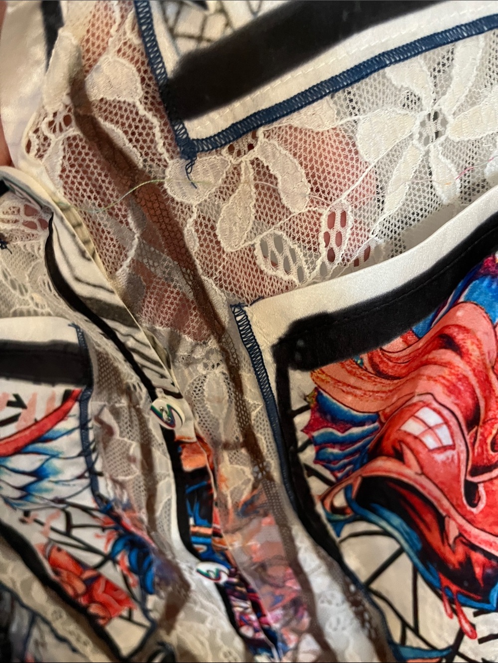 FunSport Printed Sheer Blouse with Multicolor Graphics - Picture 4 of 7